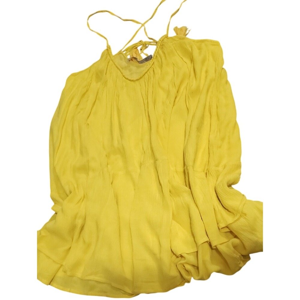 Zara Tarafluc Yellow Sleeveless Lightweight Tank Top Boho Festival Tassel‎ M